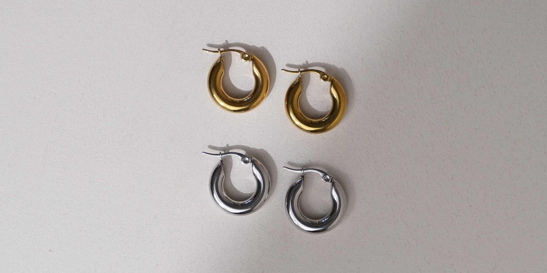 chunky gold and stainless steel 20mm hoop earrings