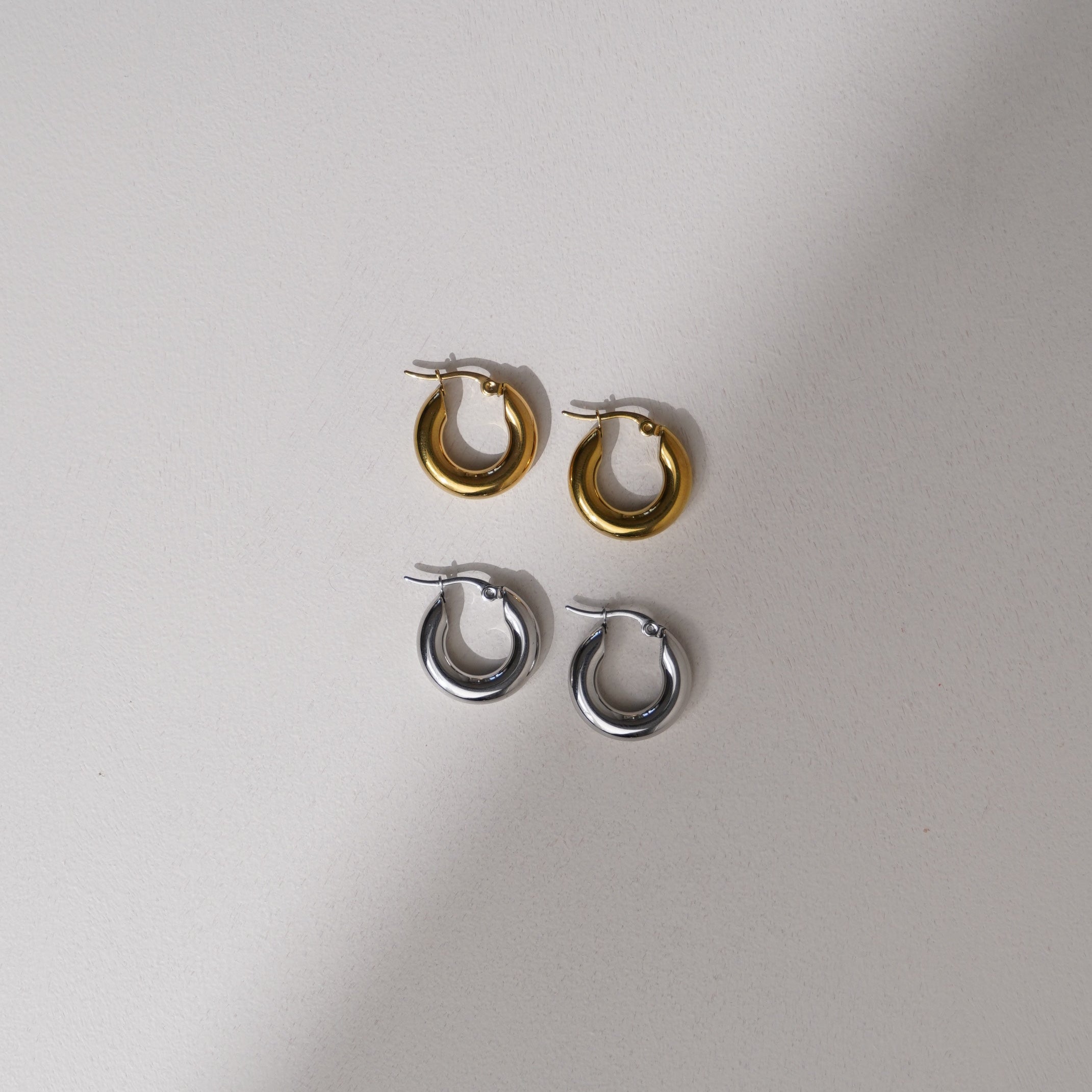 chunky gold and stainless steel 20mm hoop earrings