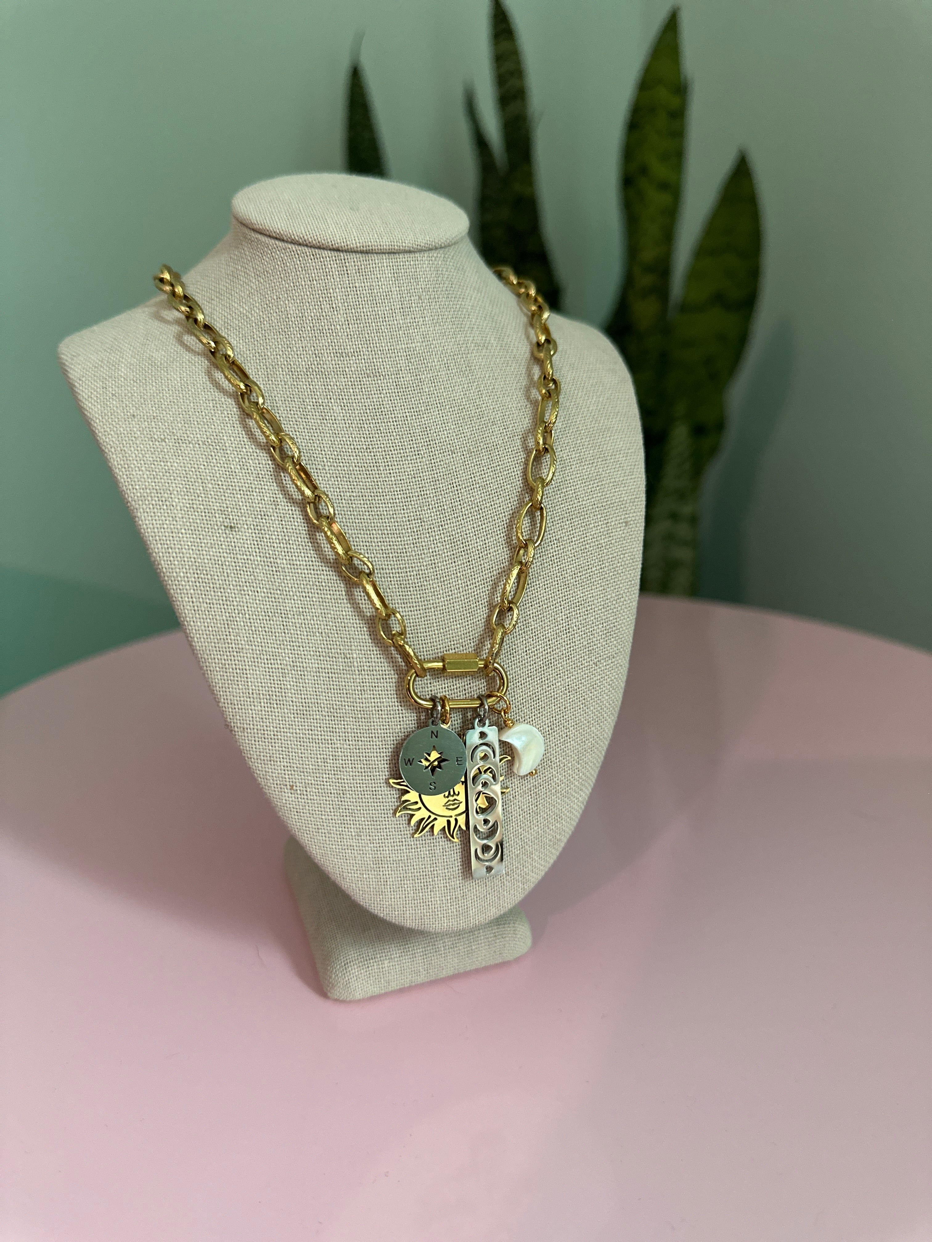 Chasing the Sun & Moon Celestial Charm Necklace