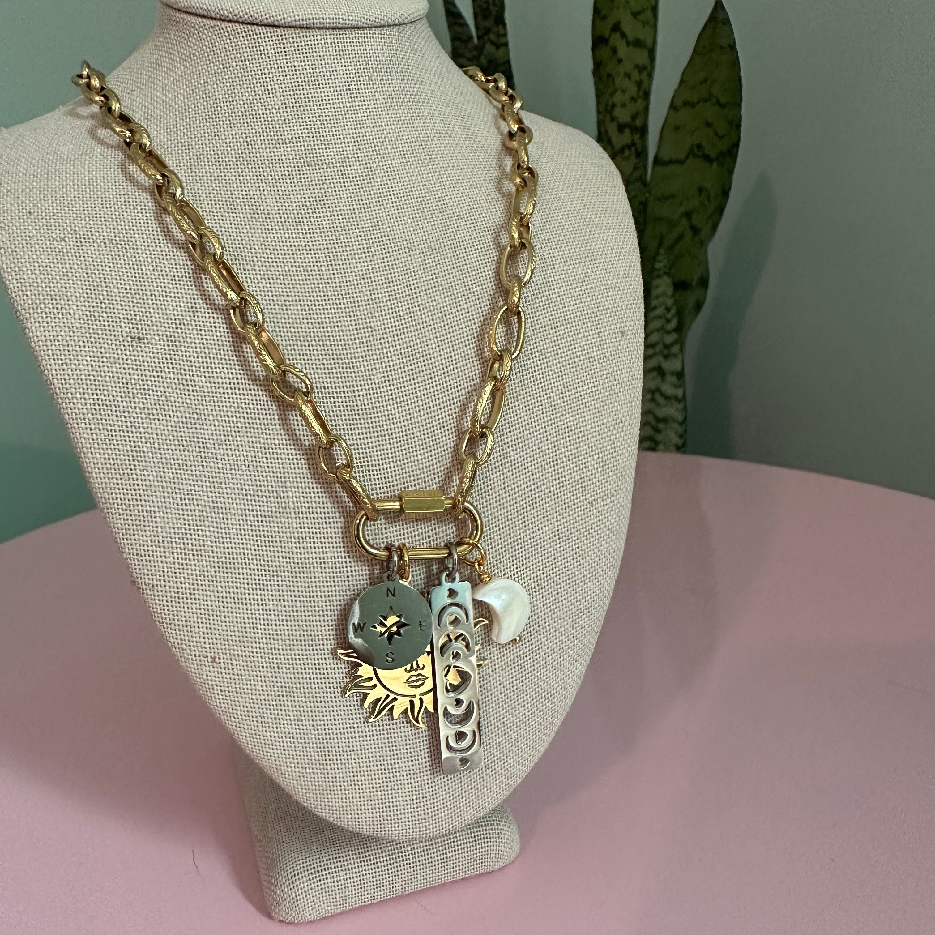 Chasing the Sun & Moon Celestial Charm Necklace