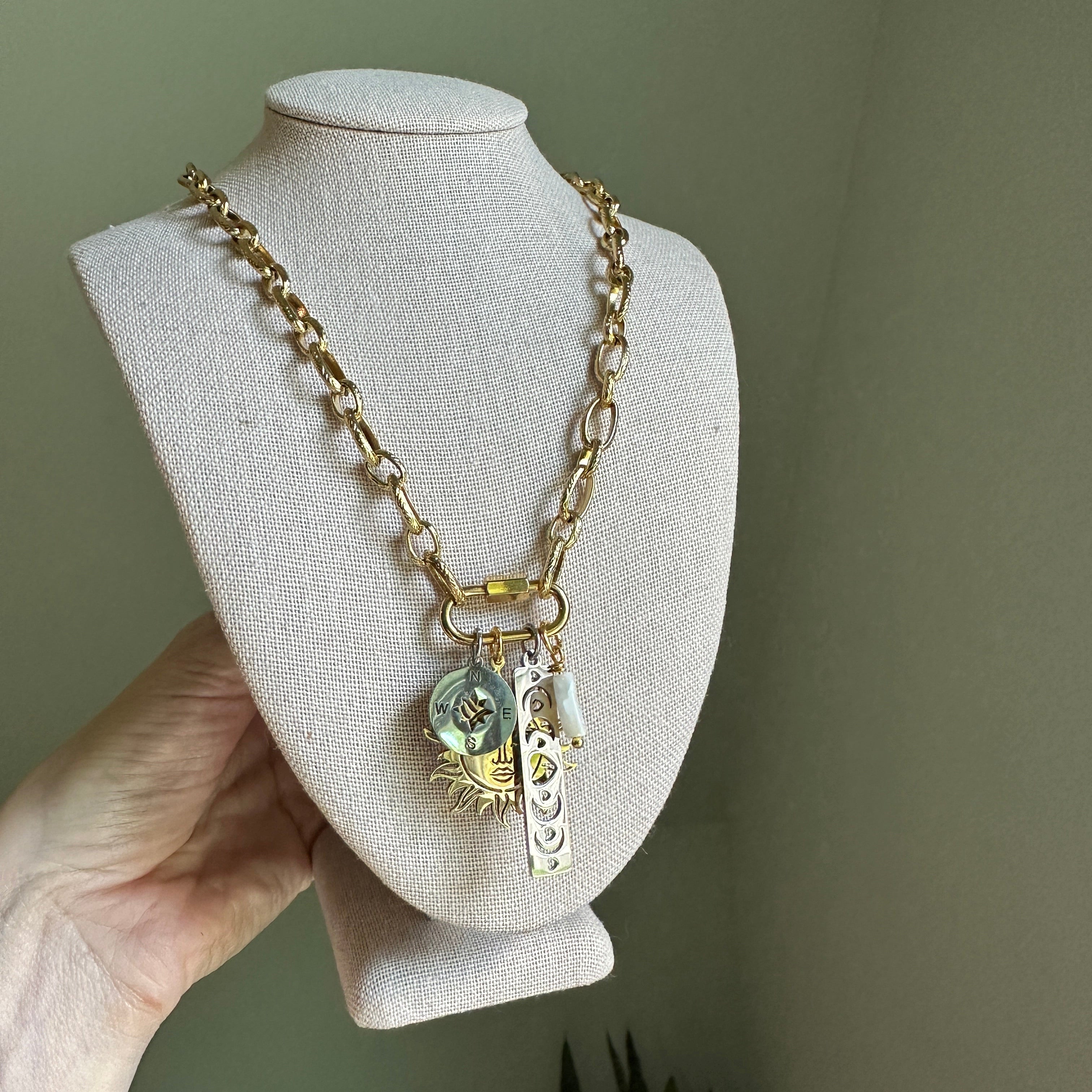 Chasing the Sun & Moon Celestial Charm Necklace