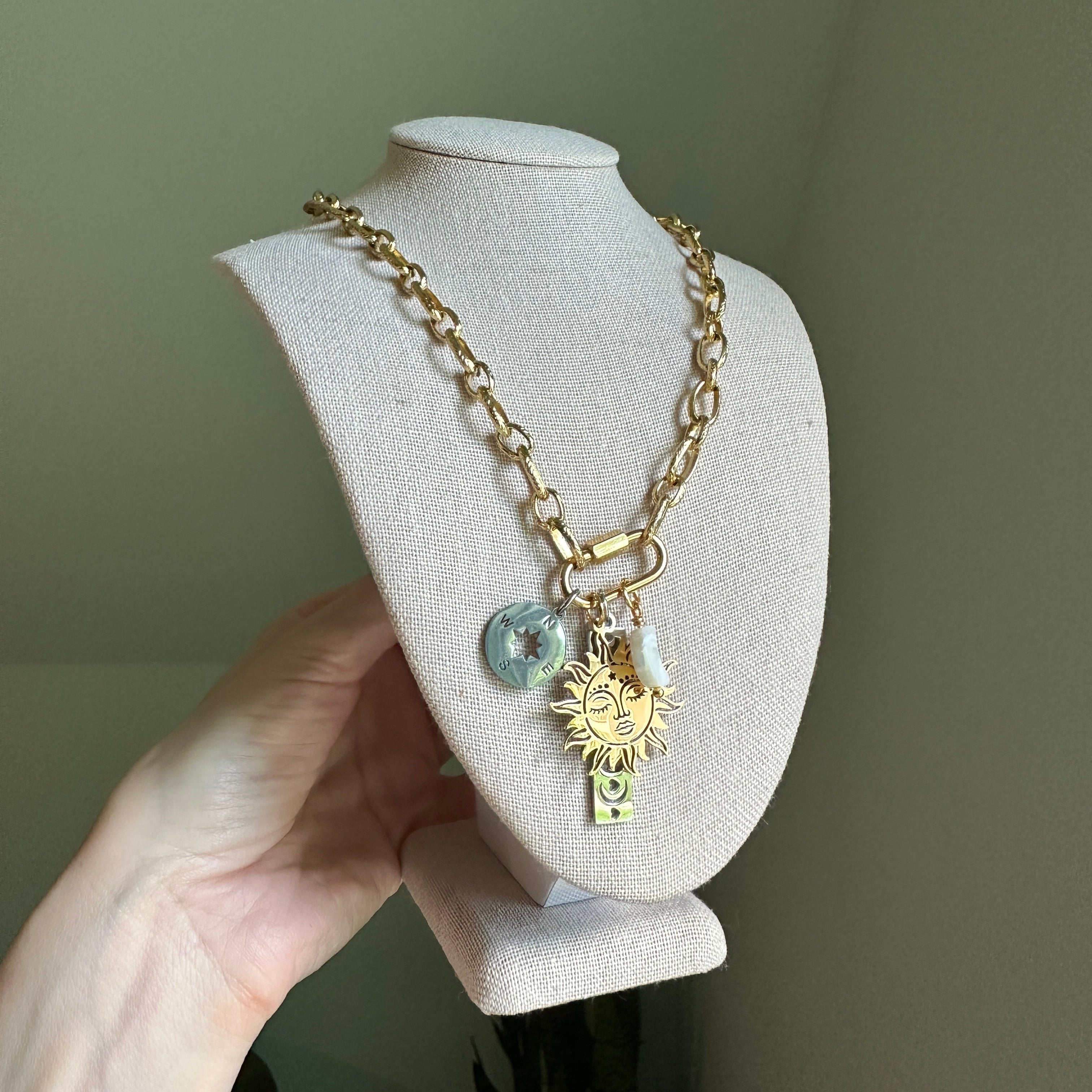Chasing the Sun & Moon Celestial Charm Necklace