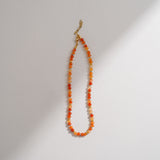 Madagascar Orange Agate & Turquoise Seed Bead Necklace