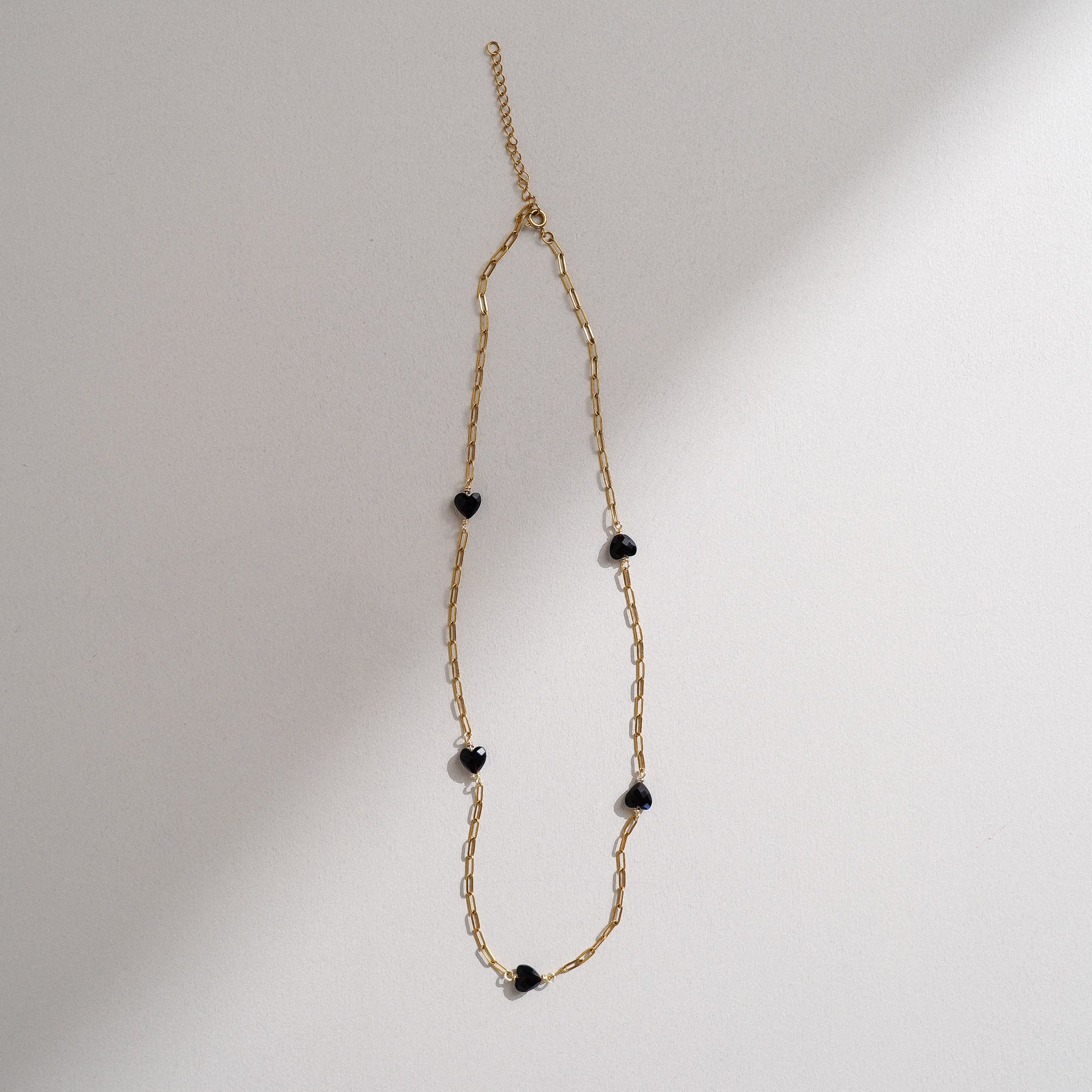Black Obsidian Heart Paperclip Chain Necklace