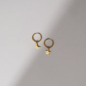 Star & Moon Charm Huggie Earrings