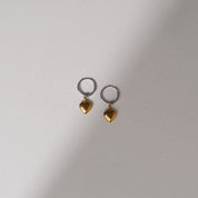 Mixed Metal Heart Charm Huggie Earrings