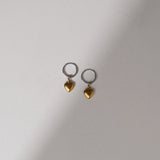Mixed Metal Heart Charm Huggie Earrings