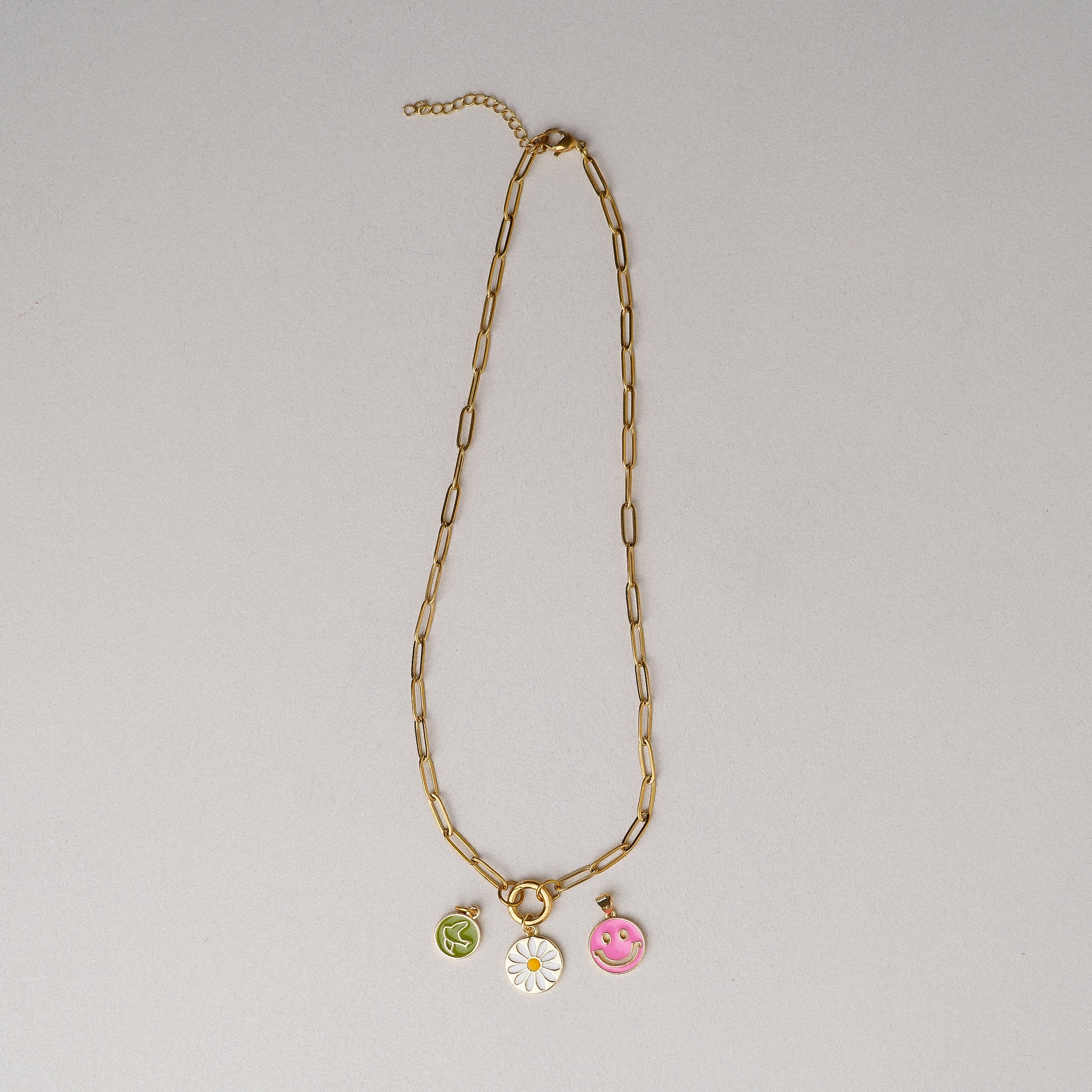 PVD Stainless Steel Paperclip Charm Keeper Necklace
