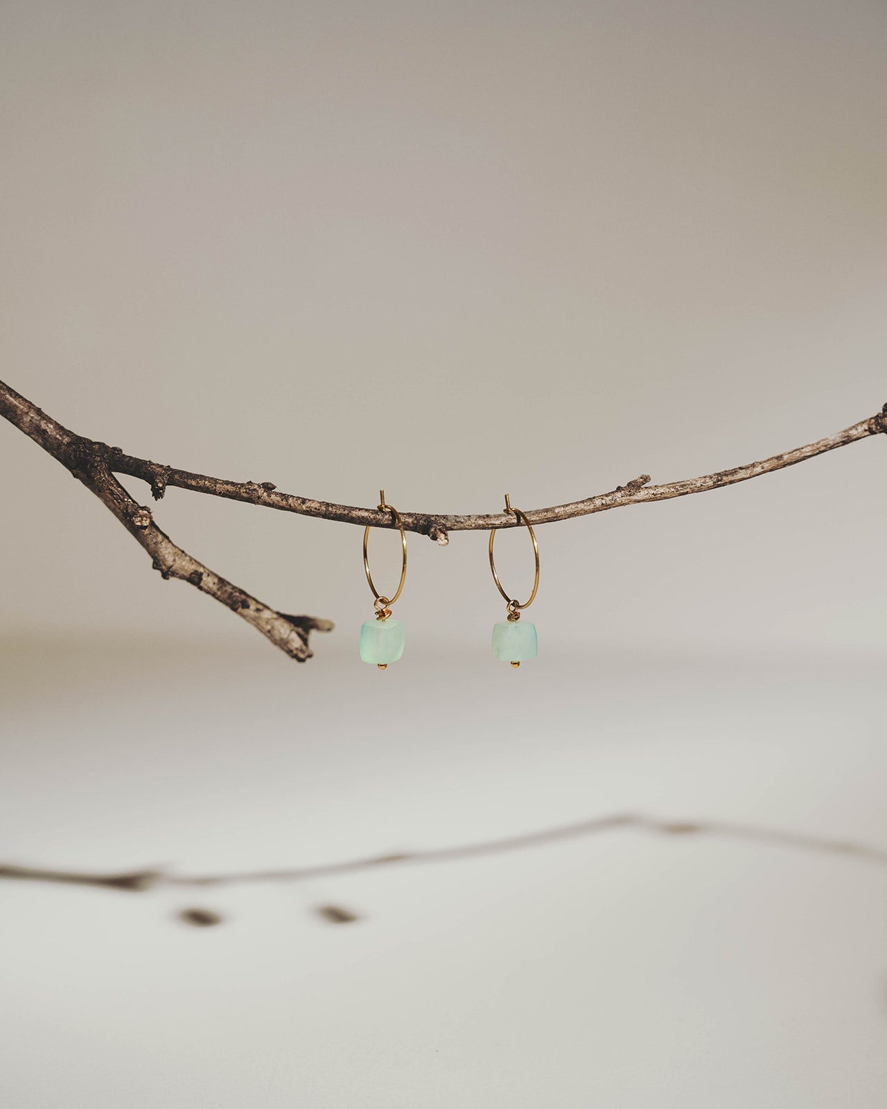 Aqua Chalcedony Hoop Earrings