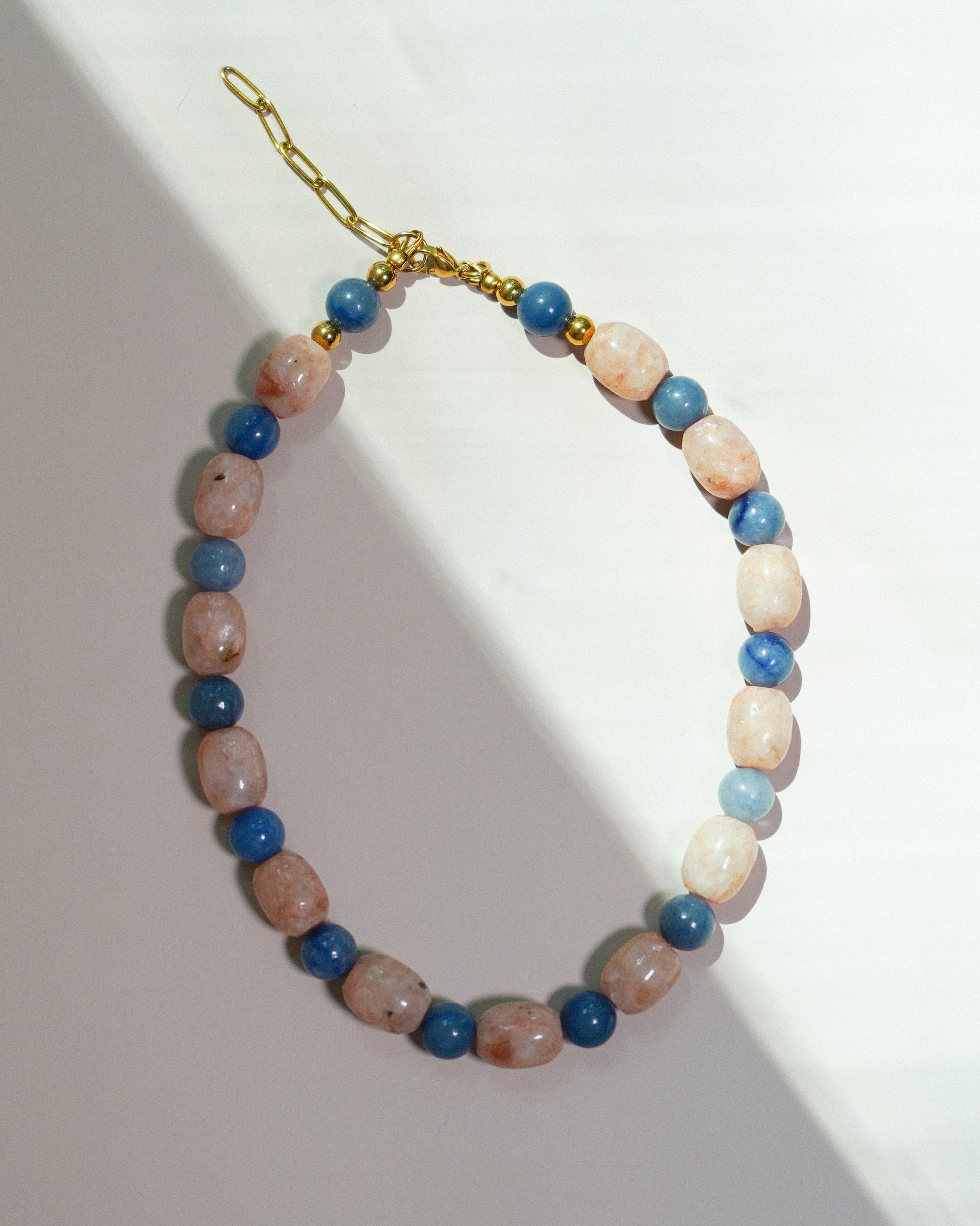 Chunky Sunstone and Blue Aventurine Necklace