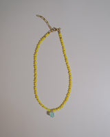 Neon Lime Agate and Chalcedony Cube Pendant