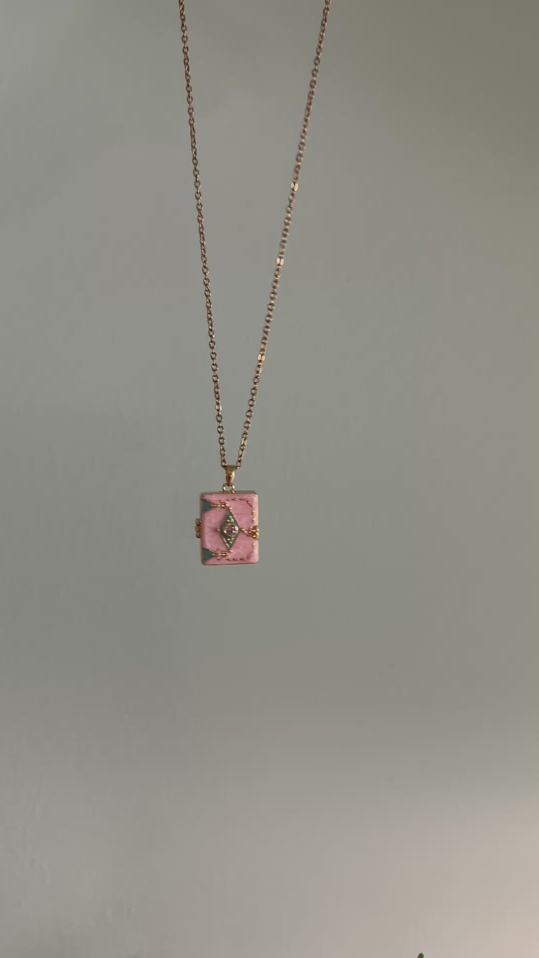 Book Locket Charm Necklace